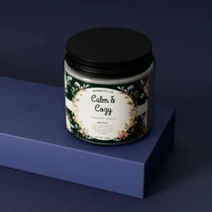 calm and cozy scented candle