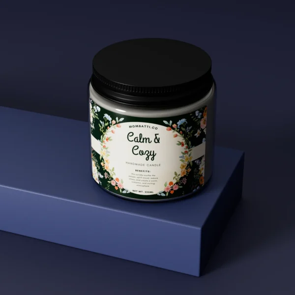 calm and cozy scented candle