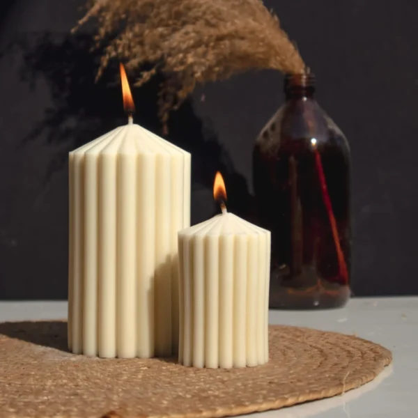 ribbed pillar candle