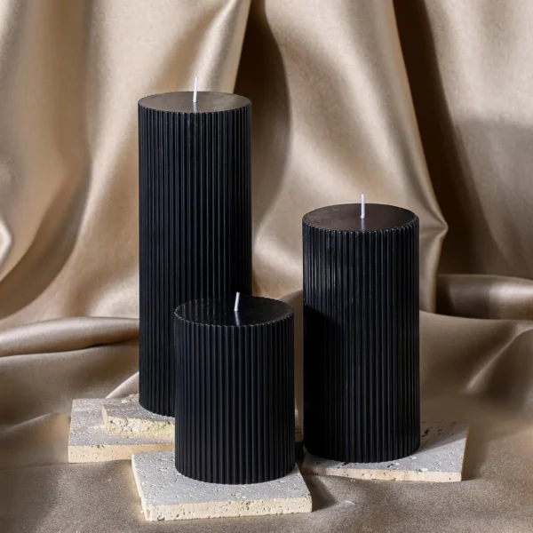 Black pillar candle